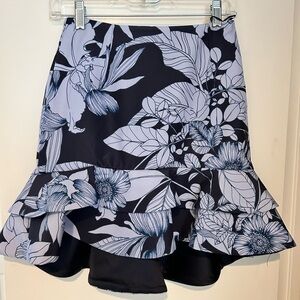Keepsake the Label “Take You There” flounced hem skirt. Exclusive Print.